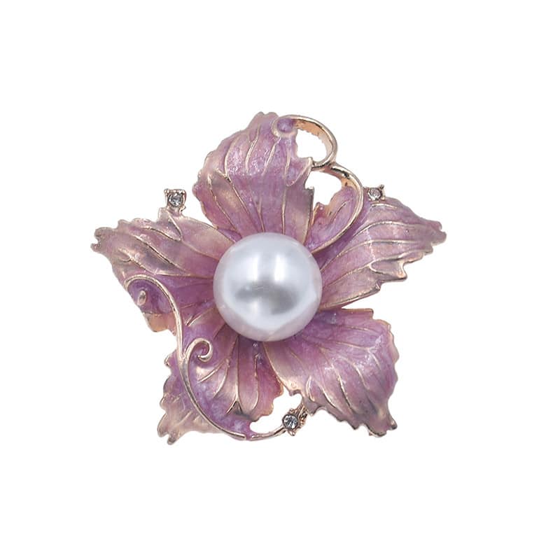 Elegant Pearl Embellished Flower Brooch - bohogammastyle