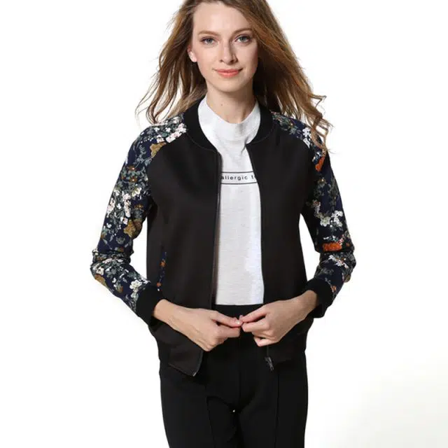 2017 New Spring women Casual jacket long sleeve Print metallic color patchwork jackets womens autumn harajuku basic coats